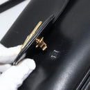 GUCCI Horsebit Shoulder Bag Leather Gold Black Auth INZ099-8