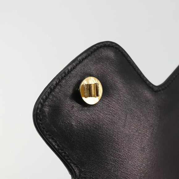 GUCCI Horsebit Shoulder Bag Leather Gold Black Auth INZ099