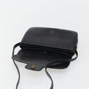GUCCI Horsebit Shoulder Bag Leather Gold Black Auth INZ099-20