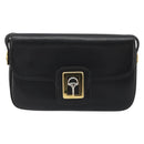 GUCCI Horsebit Shoulder Bag Leather Gold Black Auth INZ099-13
