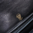 GUCCI Horsebit Shoulder Bag Leather Gold Black Auth INZ099-21