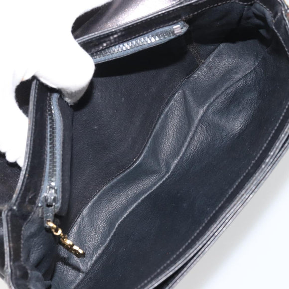 GUCCI Horsebit Shoulder Bag Leather Gold Black Auth INZ099