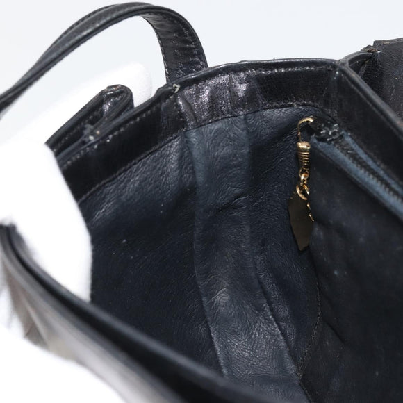 GUCCI Horsebit Shoulder Bag Leather Gold Black Auth INZ099