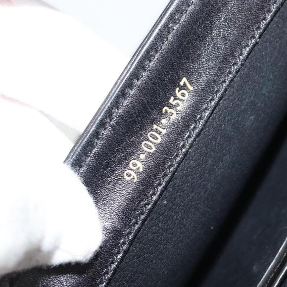 GUCCI Horsebit Shoulder Bag Leather Gold Black Auth INZ099