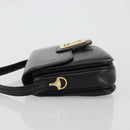 GUCCI Horsebit Shoulder Bag Leather Gold Black Auth INZ099-4
