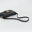 GUCCI Horsebit Shoulder Bag Leather Gold Black Auth INZ099-7