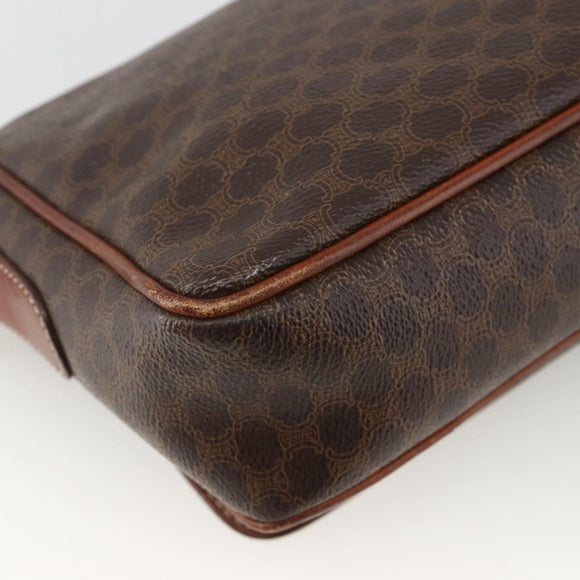 CELINE Macadam Canvas Shoulder Bag PVC Leather Brown Gold Auth INZ100