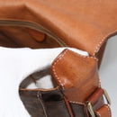 CELINE Macadam Canvas Shoulder Bag PVC Leather Brown Gold Auth INZ100-10