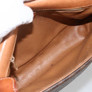 CELINE Macadam Canvas Shoulder Bag PVC Leather Brown Gold Auth INZ100-11