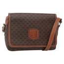 CELINE Macadam Canvas Shoulder Bag PVC Leather Brown Gold Auth INZ100-1