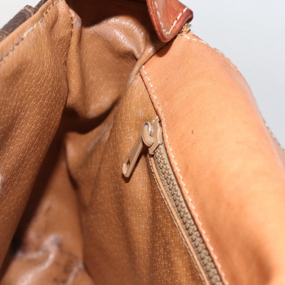 CELINE Macadam Canvas Shoulder Bag PVC Leather Brown Gold Auth INZ100