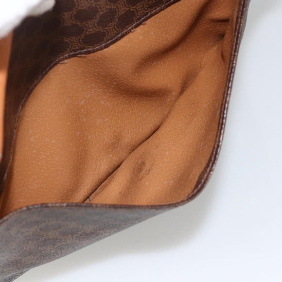 CELINE Macadam Canvas Shoulder Bag PVC Leather Brown Gold Auth INZ100