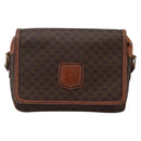 CELINE Macadam Canvas Shoulder Bag PVC Leather Brown Gold Auth INZ100-13