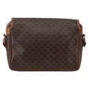CELINE Macadam Canvas Shoulder Bag PVC Leather Brown Gold Auth INZ100-2