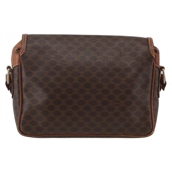 CELINE Macadam Canvas Shoulder Bag PVC Leather Brown Gold Auth INZ100