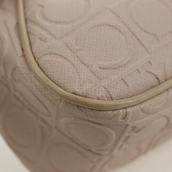 Salvatore Ferragamo Gancini Accessory Pouch PVC Canvas Pink Gold Auth INZ102A