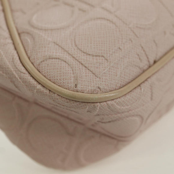 Salvatore Ferragamo Gancini Accessory Pouch PVC Canvas Pink Gold Auth INZ102A