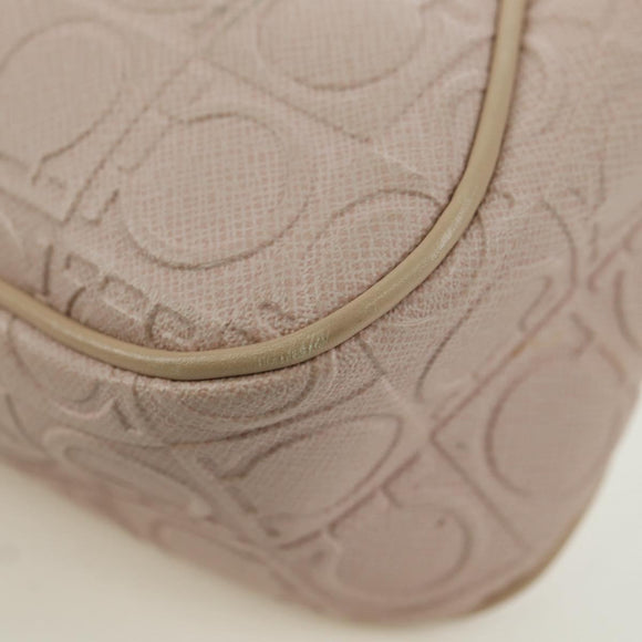 Salvatore Ferragamo Gancini Accessory Pouch PVC Canvas Pink Gold Auth INZ102A