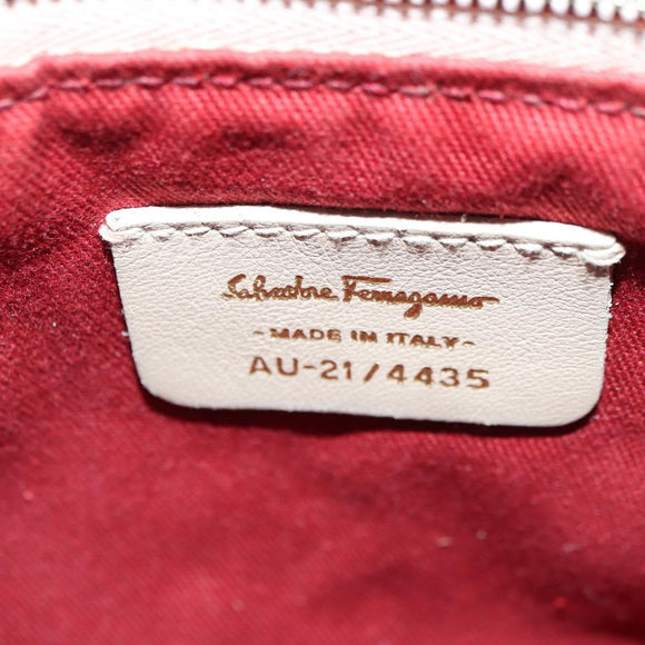 Salvatore Ferragamo Gancini Accessory Pouch PVC Canvas Pink Gold Auth INZ102A