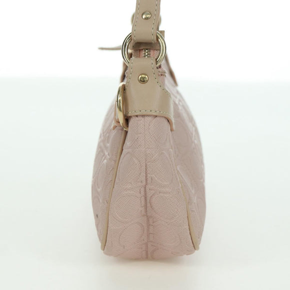 Salvatore Ferragamo Gancini Accessory Pouch PVC Canvas Pink Gold Auth INZ102A