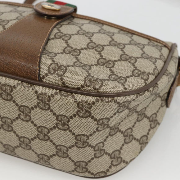 GUCCI GG Supreme Web Sherry Line Bag PVC Beige Gold 89 02 032 Auth INZ106