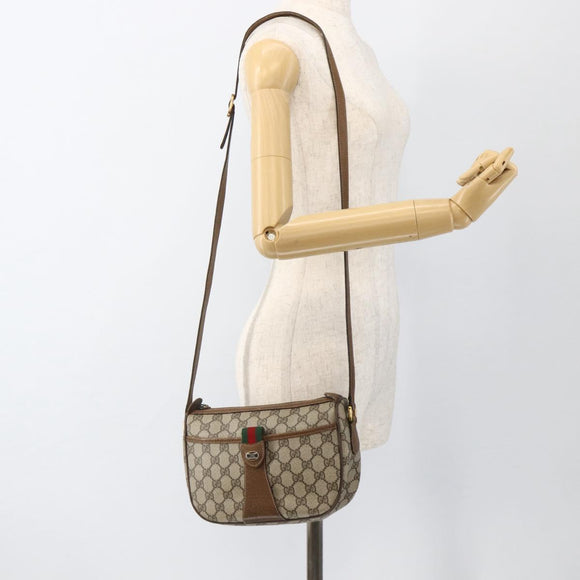 GUCCI GG Supreme Web Sherry Line Bag PVC Beige Gold 89 02 032 Auth INZ106