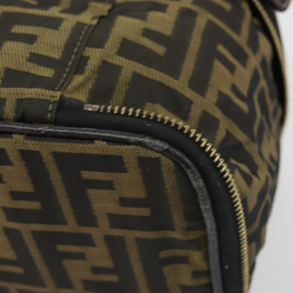 FENDI Zucca Canvas Vanity Hand Bag Brown Black Auth INZ107