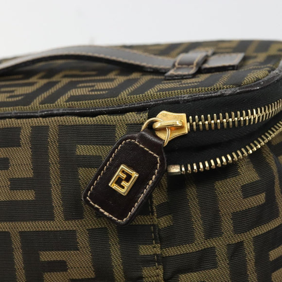 FENDI Zucca Canvas Vanity Hand Bag Brown Black Auth INZ107