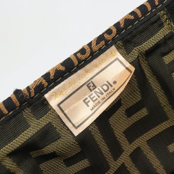 FENDI Zucca Canvas Vanity Handtas Bruin Zwart Auth INZ107