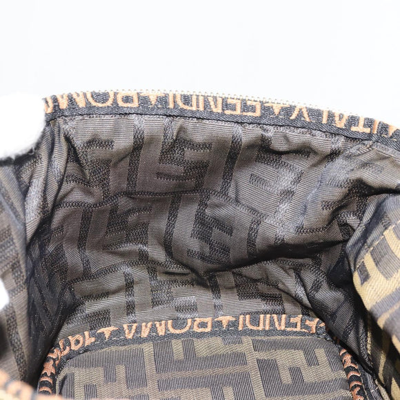 FENDI Zucca Canvas Vanity Hand Bag Brown Black Auth INZ107