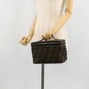 FENDI Zucca Canvas Vanity Handtas Bruin Zwart Auth INZ107-20