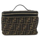 FENDI Zucca Canvas Vanity Hand Bag Brown Black Auth INZ107-13
