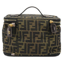FENDI Zucca Canvas Vanity Hand Bag Brown Black Auth INZ107-2