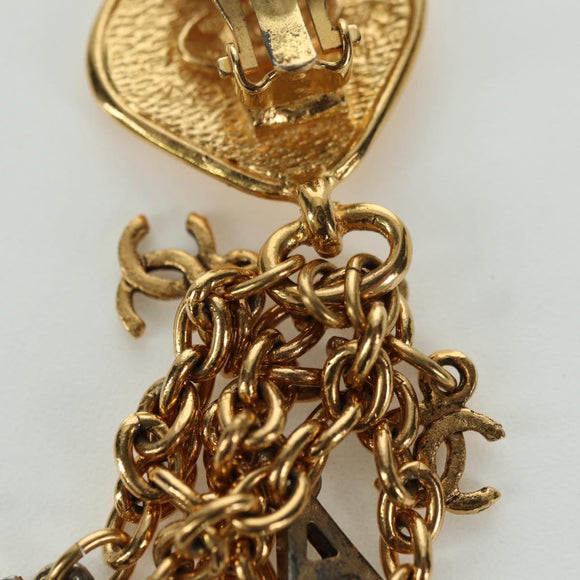 CHANEL Earring metal Gold Tone CC Auth INZ118A