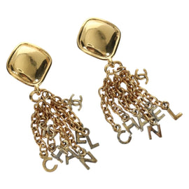 CHANEL Earring metal Gold Tone CC Auth INZ118A