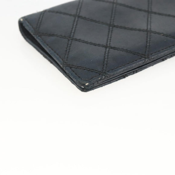 CHANEL Bicolore Card Case Lamb Skin Black CC Auth INZ119