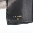 CHANEL Bicolore Card Case Lamb Skin Black CC Auth INZ119-8