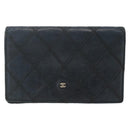 CHANEL Bicolore Card Case Lamb Skin Black CC Auth INZ119-13