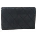 CHANEL Bicolore Card Case Lamb Skin Black CC Auth INZ119-2