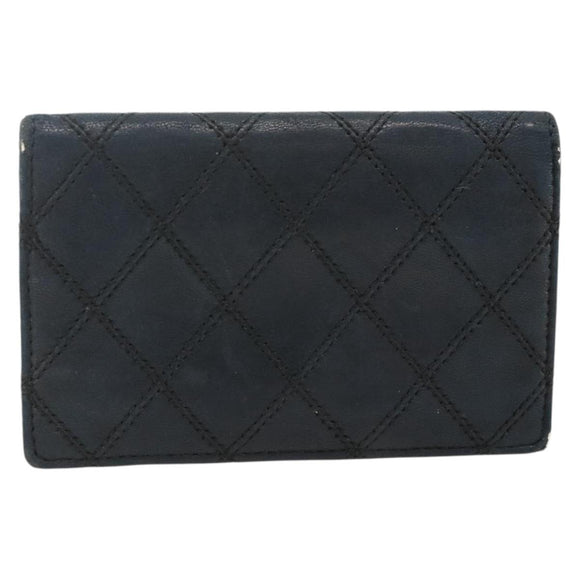 CHANEL Bicolore Card Case Lamb Skin Black CC Auth INZ119
