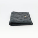 CHANEL Bicolore Card Case Lamb Skin Black CC Auth INZ119-3