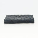 CHANEL Bicolore Card Case Lamb Skin Black CC Auth INZ119-5