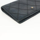 CHANEL Bicolore Card Case Lamb Skin Black CC Auth INZ119-14