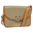 CELINE Macadam Canvas Shoulder Bag Beige Gold Auth JB008-1