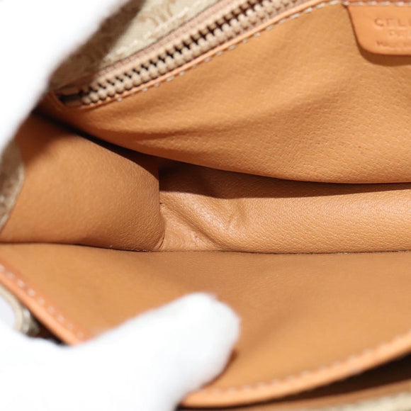 CELINE Macadam Canvas Shoulder Bag Beige Gold Auth JB008