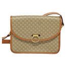 CELINE Macadam Canvas Shoulder Bag Beige Gold Auth JB008-2