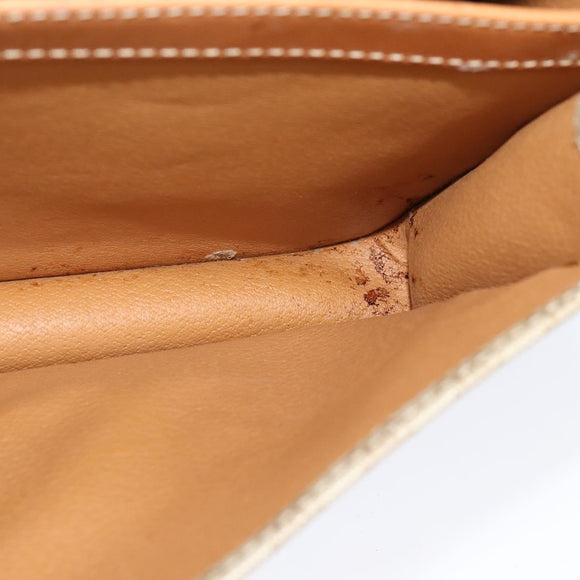 CELINE Macadam Canvas Shoulder Bag Beige Gold Auth JB008