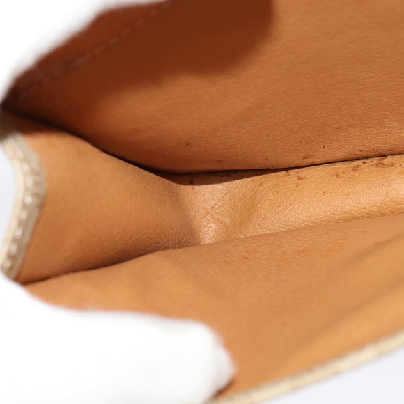 CELINE Macadam Canvas Shoulder Bag Beige Gold Auth JB008