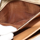 CELINE Macadam Canvas Shoulder Bag Beige Gold Auth JB008-23