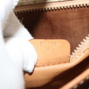 CELINE Macadam Canvas Shoulder Bag Beige Gold Auth JB008-12